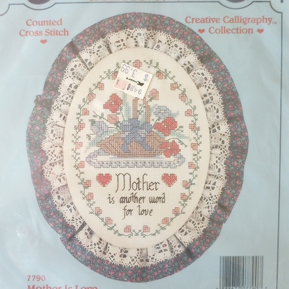 NWT Stitchables Counted Cross Stitch Sampler Kit # 7790. Mother is Love
